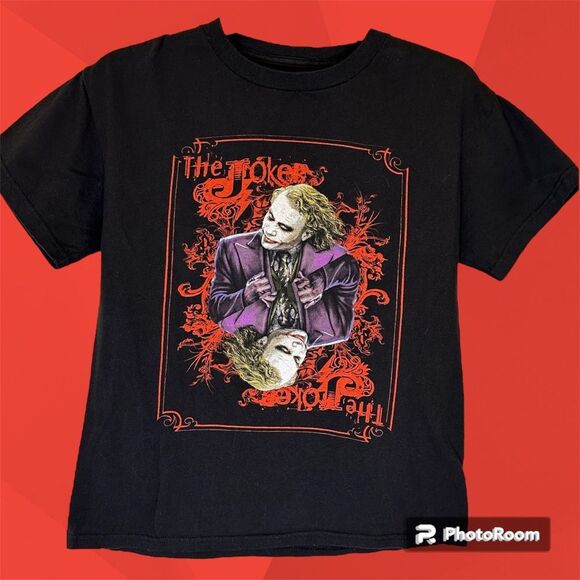 Men’s Blk/Red Heath Ledger, Joker Short Sleeve Tee from The Dark Knight Sz Small - Picture 1 of 4
